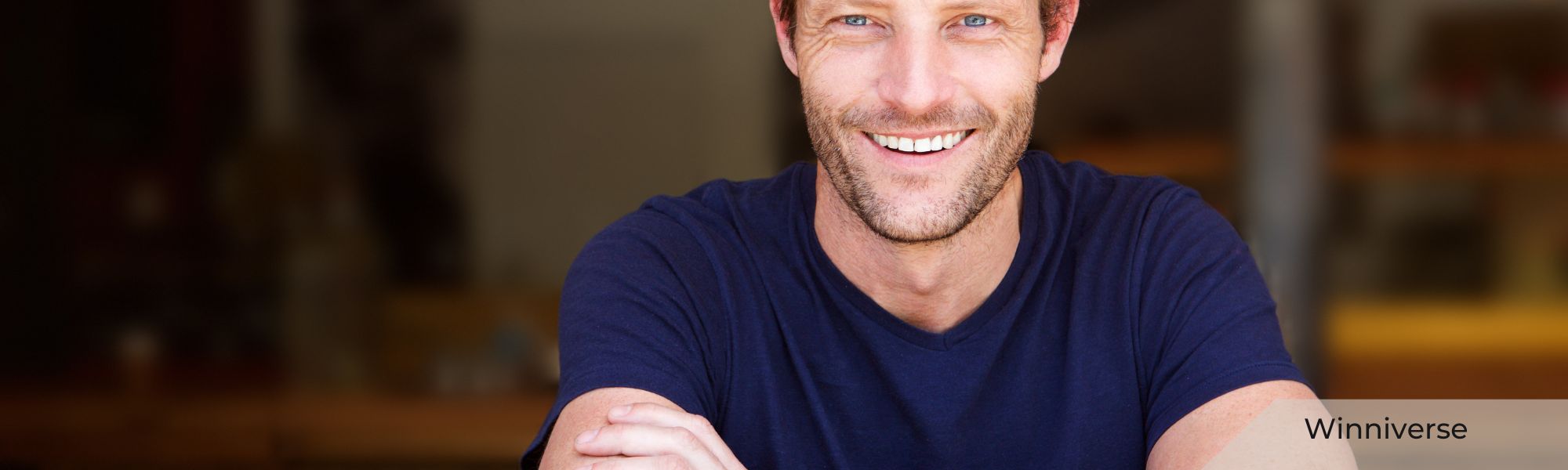 anti-aging skin care banner blue t-shirt smile